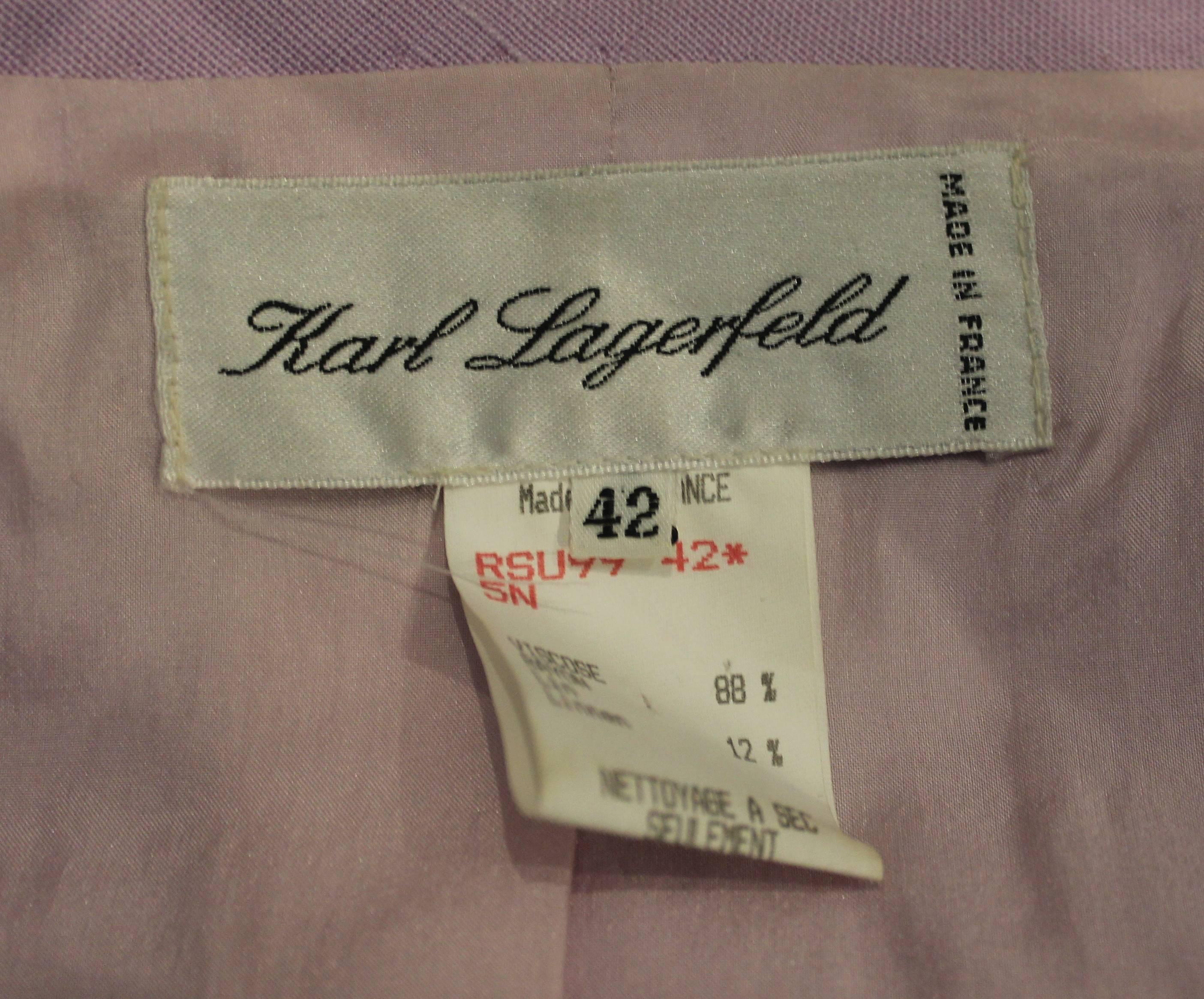 Women's or Men's Karl Lagerfeld Lavender Linen Blend Jacket - 42 - 1980's 