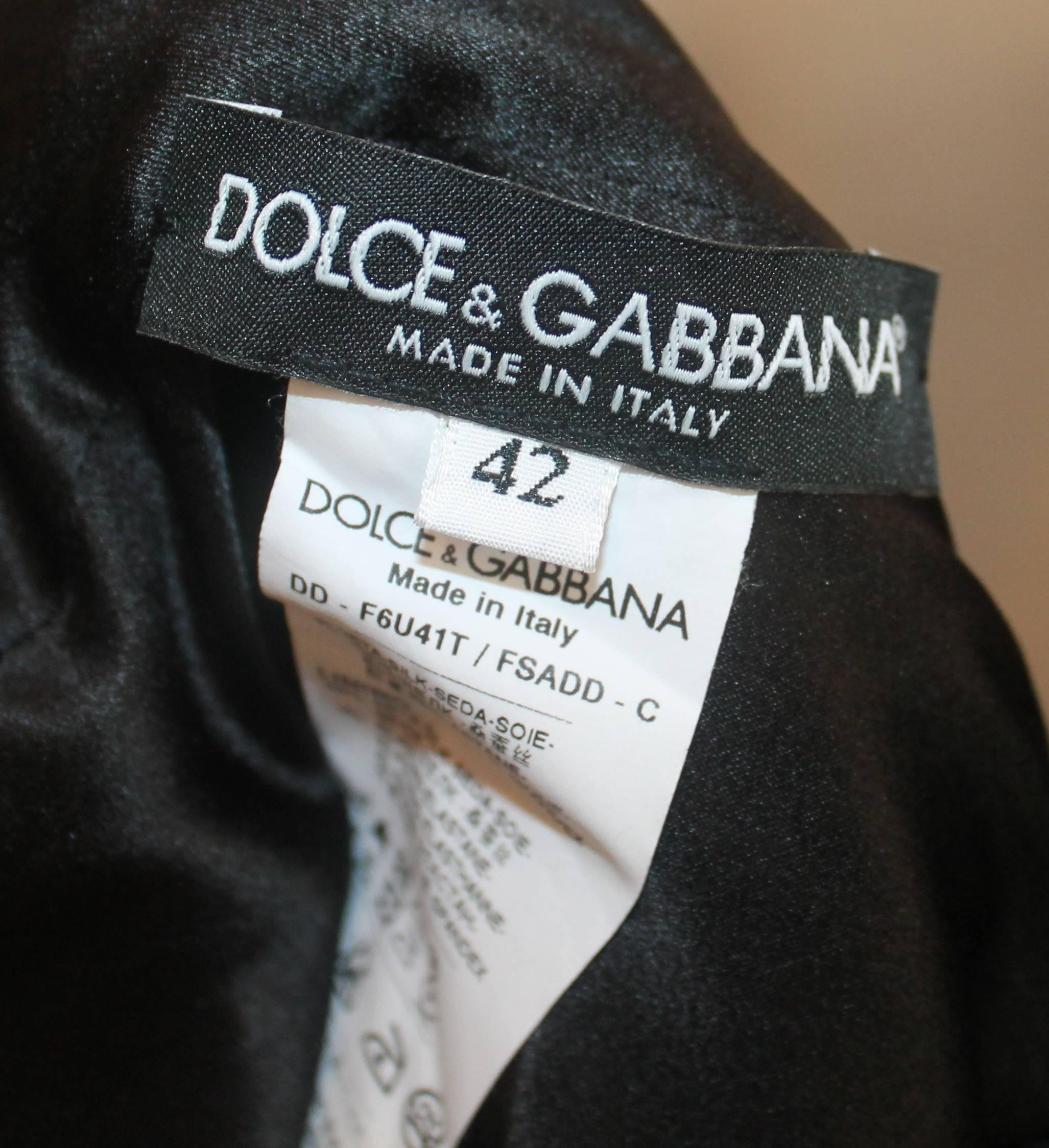 Women's Dolce & Gabbana Green & Black Silk Animal Print Dress - 42