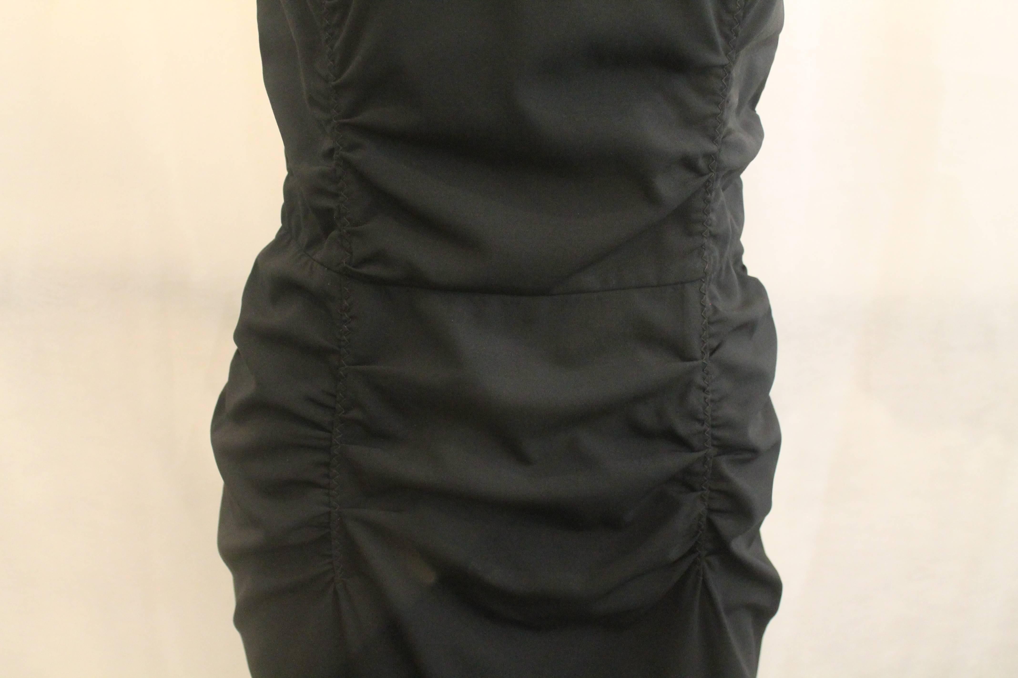 Prada Black Silk Blend Ruched Sleeveless Dress - 44 1