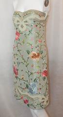 Oscar de la Renta Pastel Green Silk Taffeta Floral Strapless Dress - 4