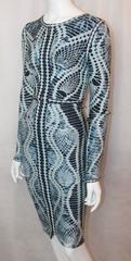 Herve Leger Navy & Blue Printed Crop Bolero and Skirt Set - XS