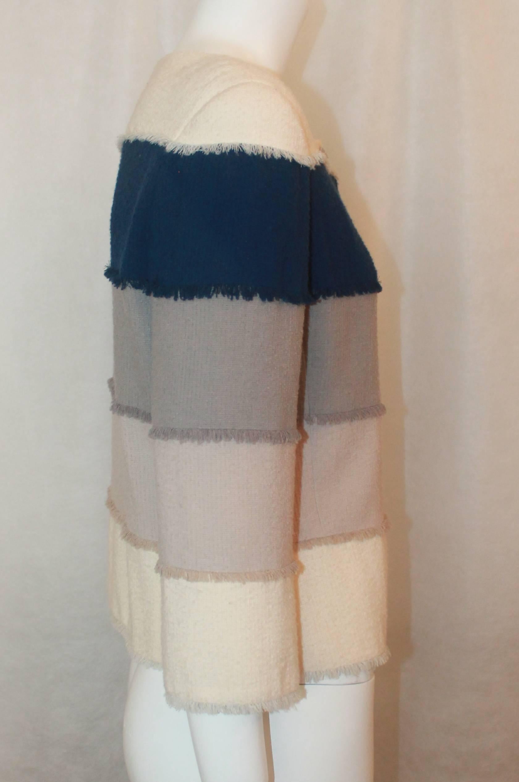 Brown Chanel Earthtone & Blue Wool Blend Colorblock Jacket - 40 - 00C
