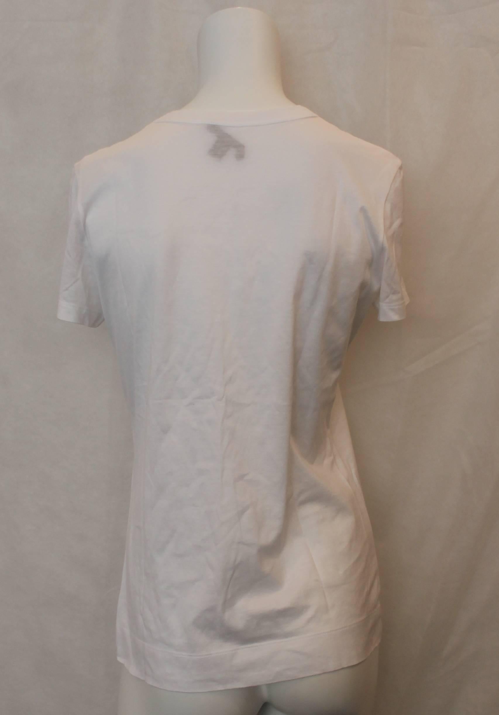 Louis Vuitton White Cotton T-Shirt with Sequin Logo - S 1