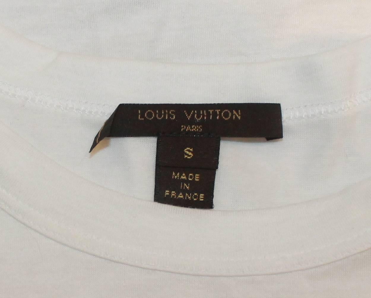 Louis Vuitton White Cotton T-Shirt with Sequin Logo - S 2