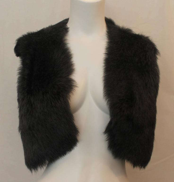Ralph Lauren Grey Shearling Lamb Cropped Vest - M For Sale at 1stDibs