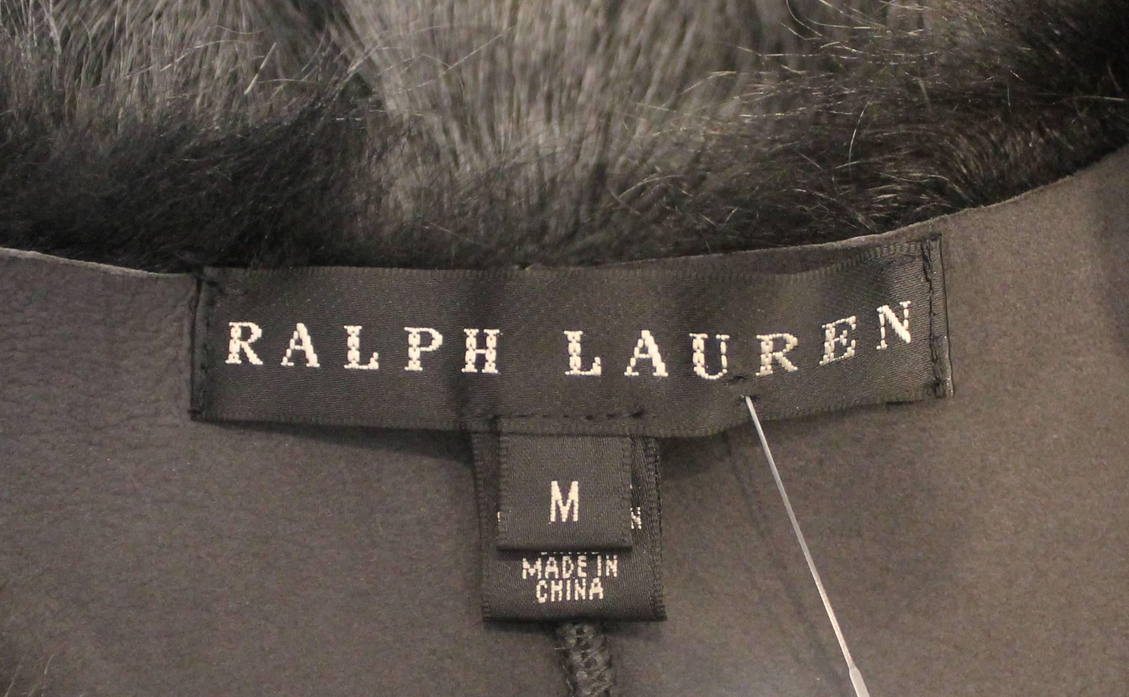Black Ralph Lauren Grey Shearling Lamb Cropped Vest - M For Sale