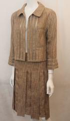 Chanel Earthtone Linen Blend Skirt Suit with Mesh Detail - 38 - 99P