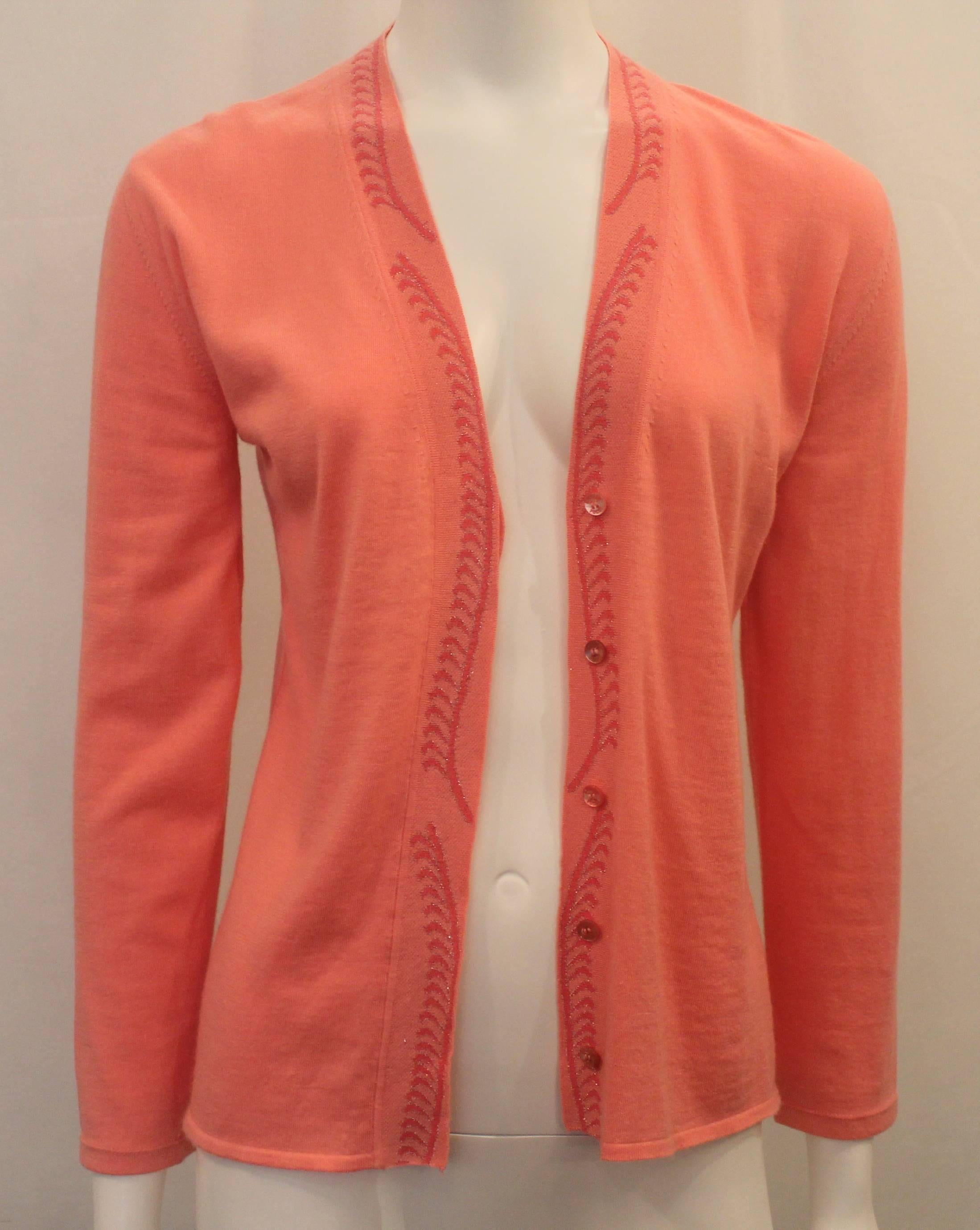 Orange Emilio Pucci Coral Cashmere Blend Sweater Set - XS - 1990's For Sale