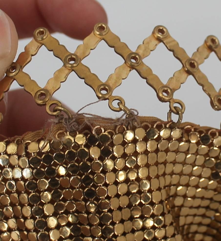 Whiting & Davis Art Deco Style Gold Mesh Accordian Bag - circa 1940's 4
