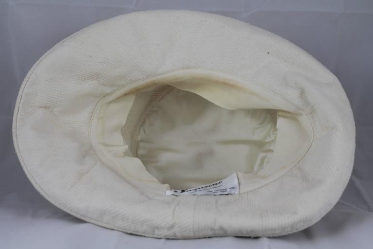 Suzanne Couture Millinery Ivory Cloth Floppy Hat with a Wooden Button ...