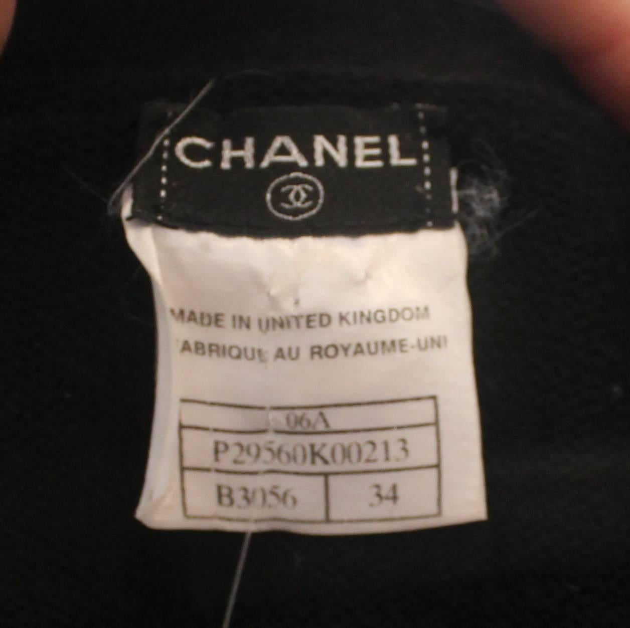 Chanel Black Cashmere Knit Cardigan with Rhinestone 