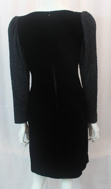Adele Simpson Vintage Black Velvet And Silk Evening Dress - Circa 1980s