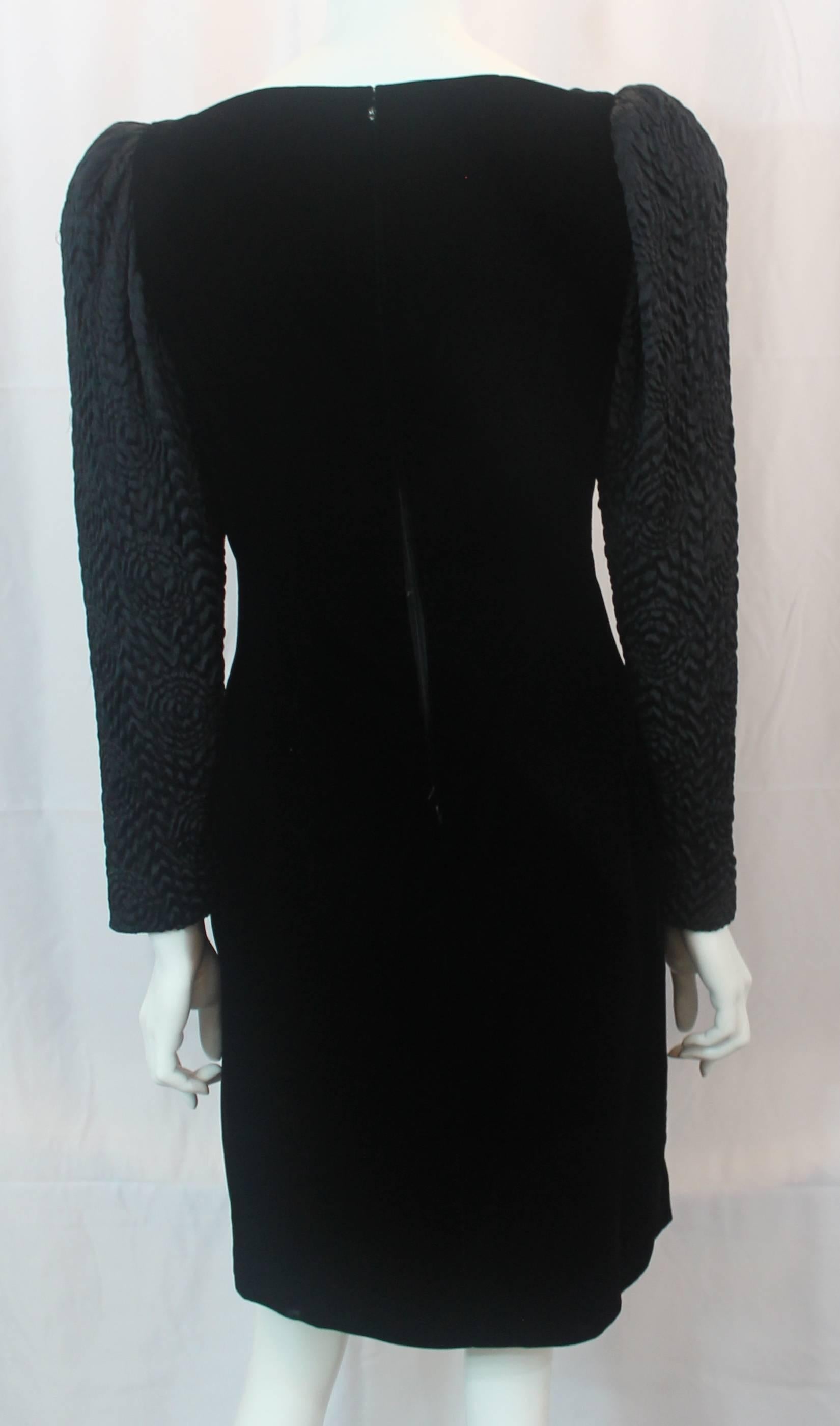 Women's Adele Simpson Vintage Black Velvet and Silk Evening Dress - circa 1980s For Sale