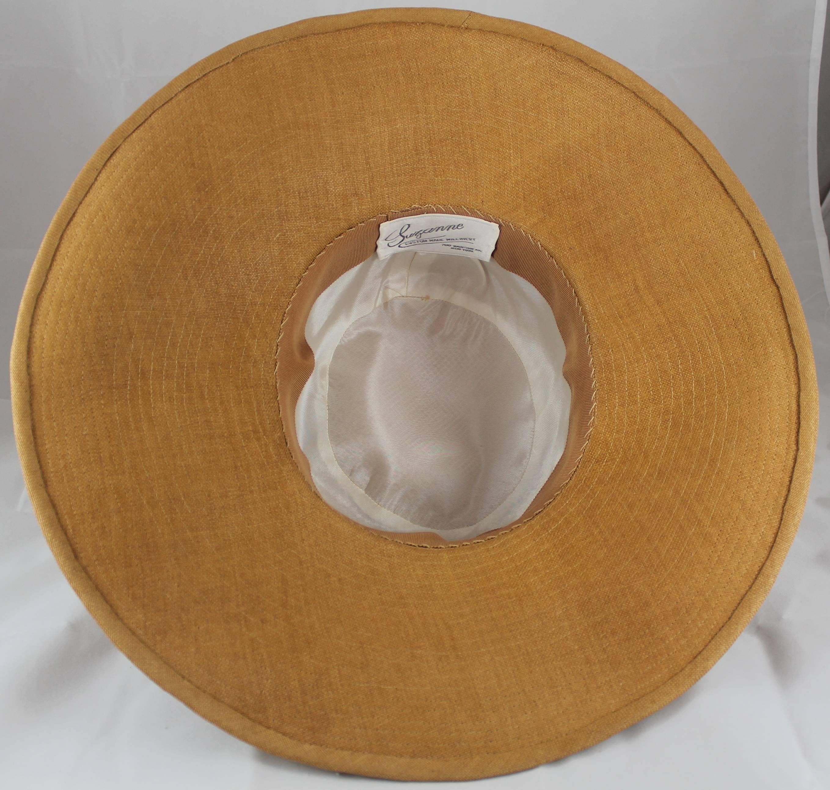 Suzanne Couture Millinery Luggage Straw Hat with Lucite Pins  1