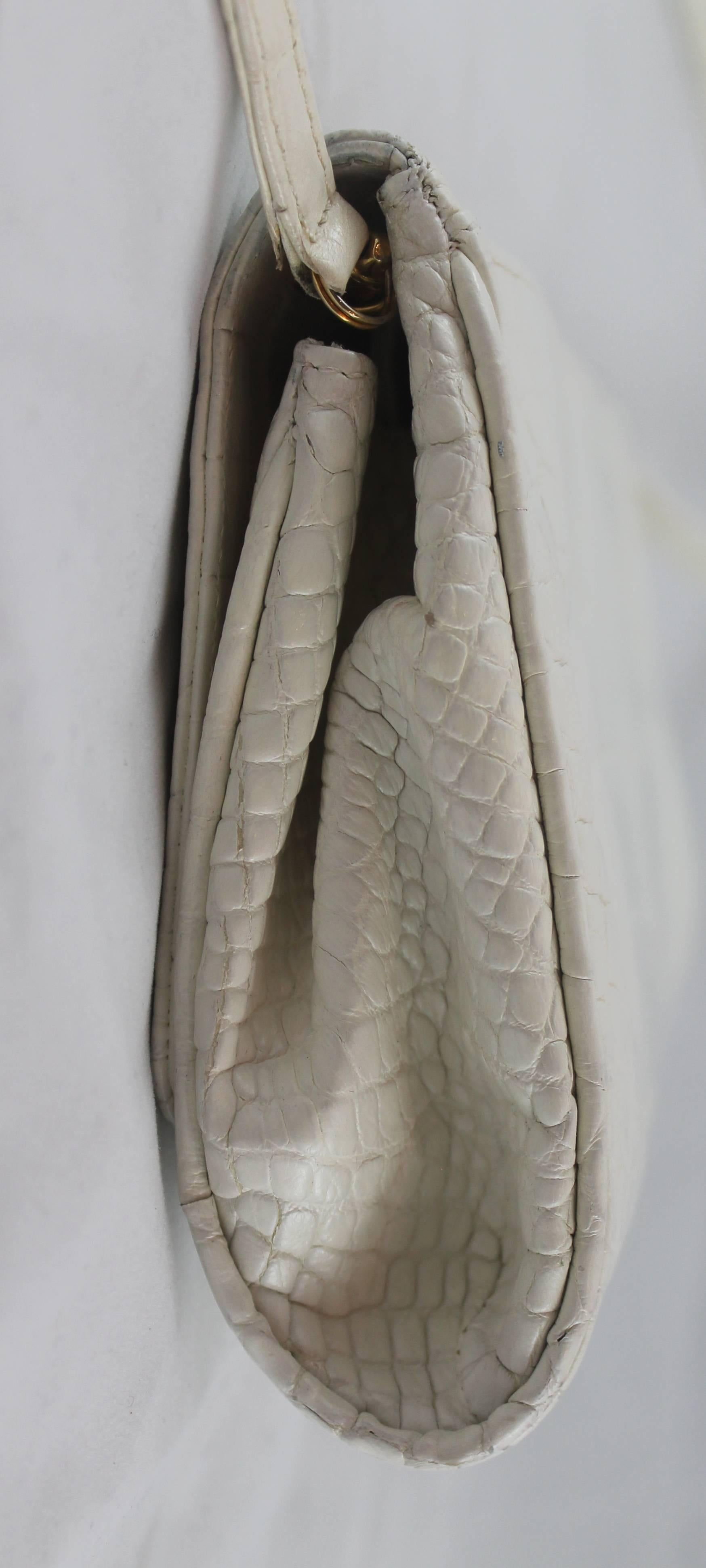 Gray Giorgio's White Alligator Fold Over Clutch & Crossbody Bag - GHW