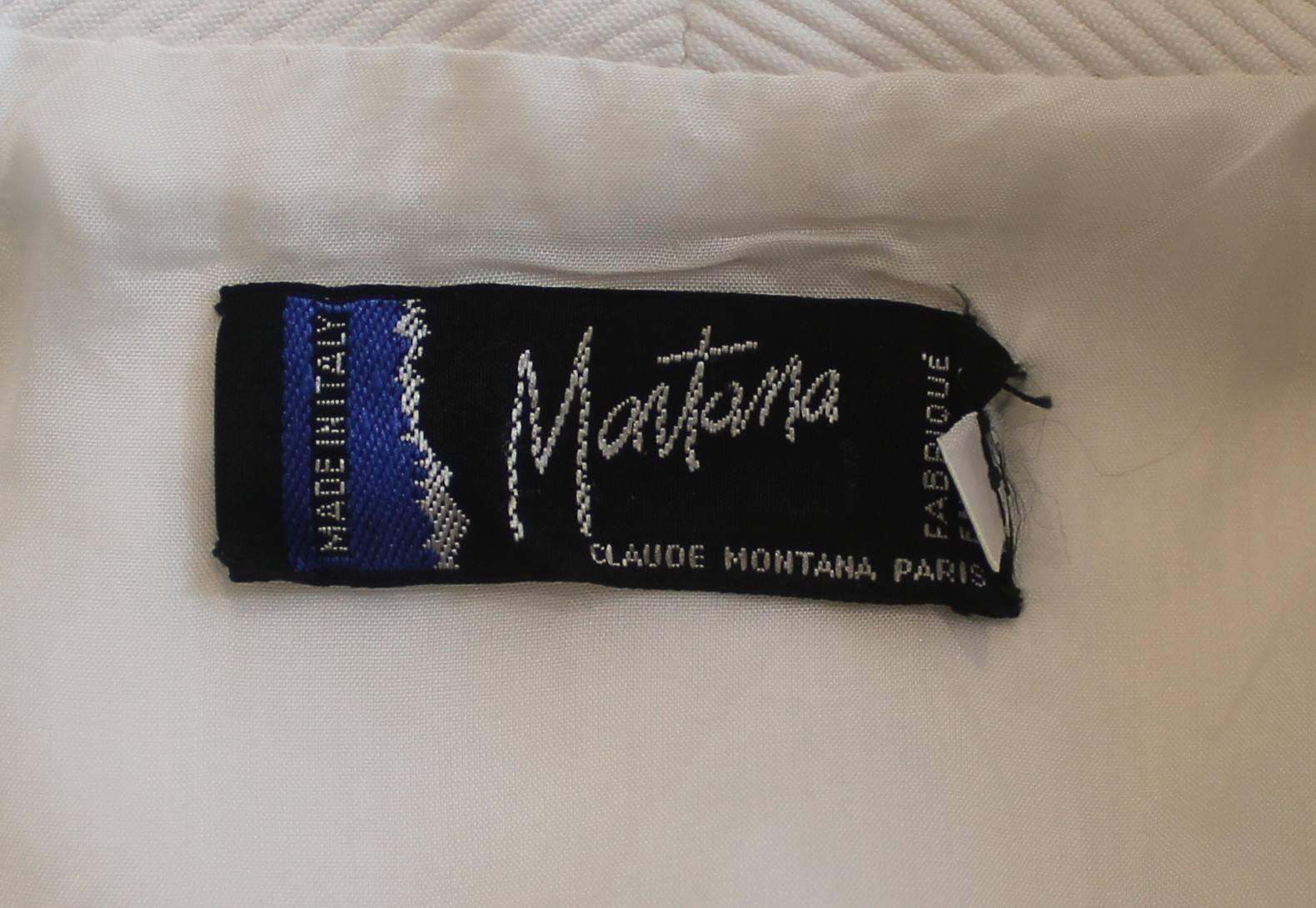 Claude Montana White Cotton Tuxedo Style Vest - S - 1980's  1