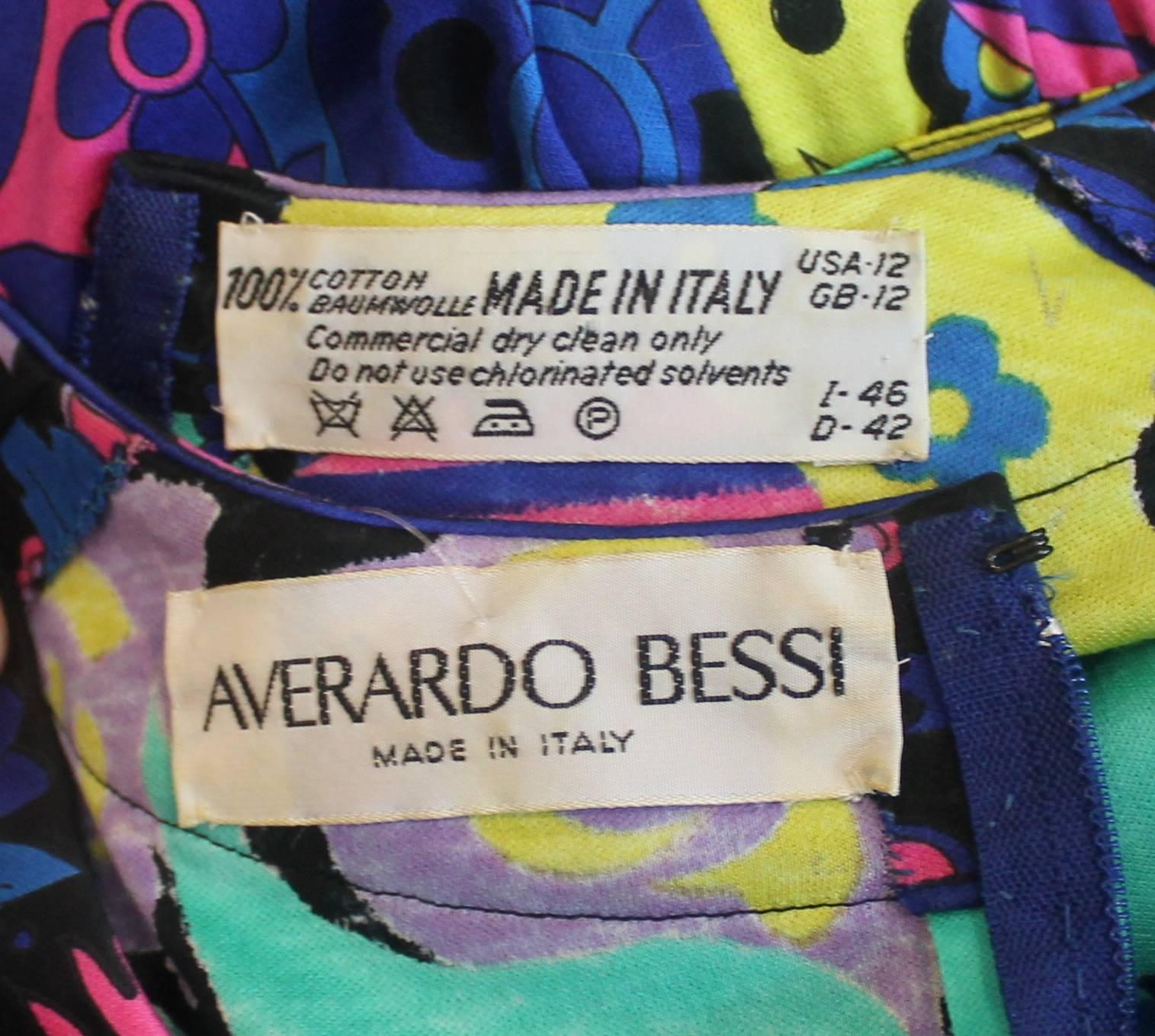 Averardo Bessi Vintage Multi-Colored Floral Dress - 12 - circa 1960's-1970's 1