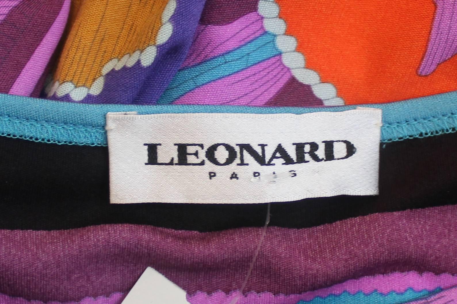 Leonard Multi-Colored Silk Jersey Moroccan Print Sleeveless Dress - 36 1