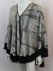 Badgley Mischka Couture Silver and Black Silk Poncho-esque Top - OS