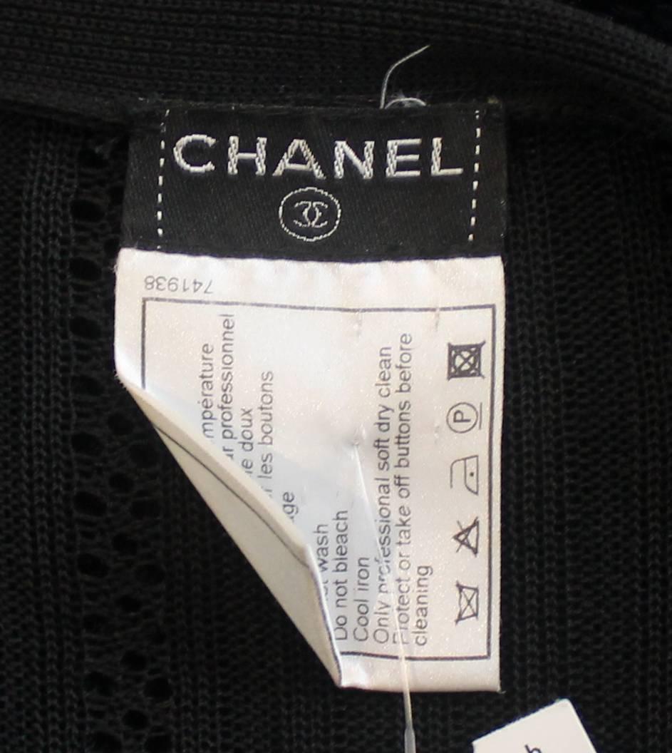 Chanel Black Silk Knit Long Sleeve V-Neck Light Cardigan - 36 - 1990's 1