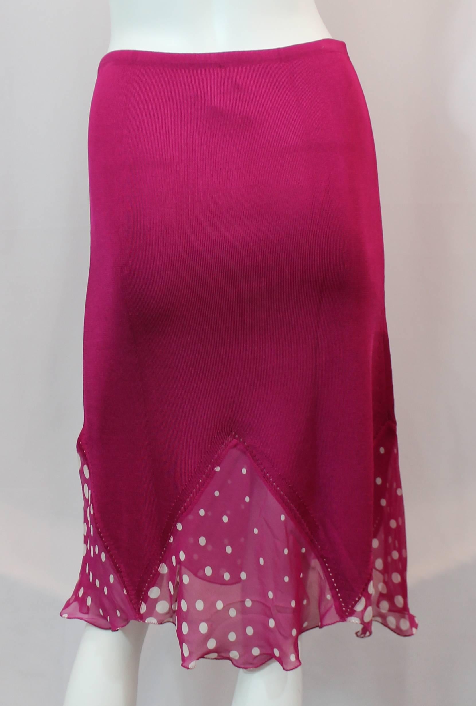 Christian Lacroix Vintage Magenta Knitted Skirt - 4 - 1990's In Excellent Condition In West Palm Beach, FL