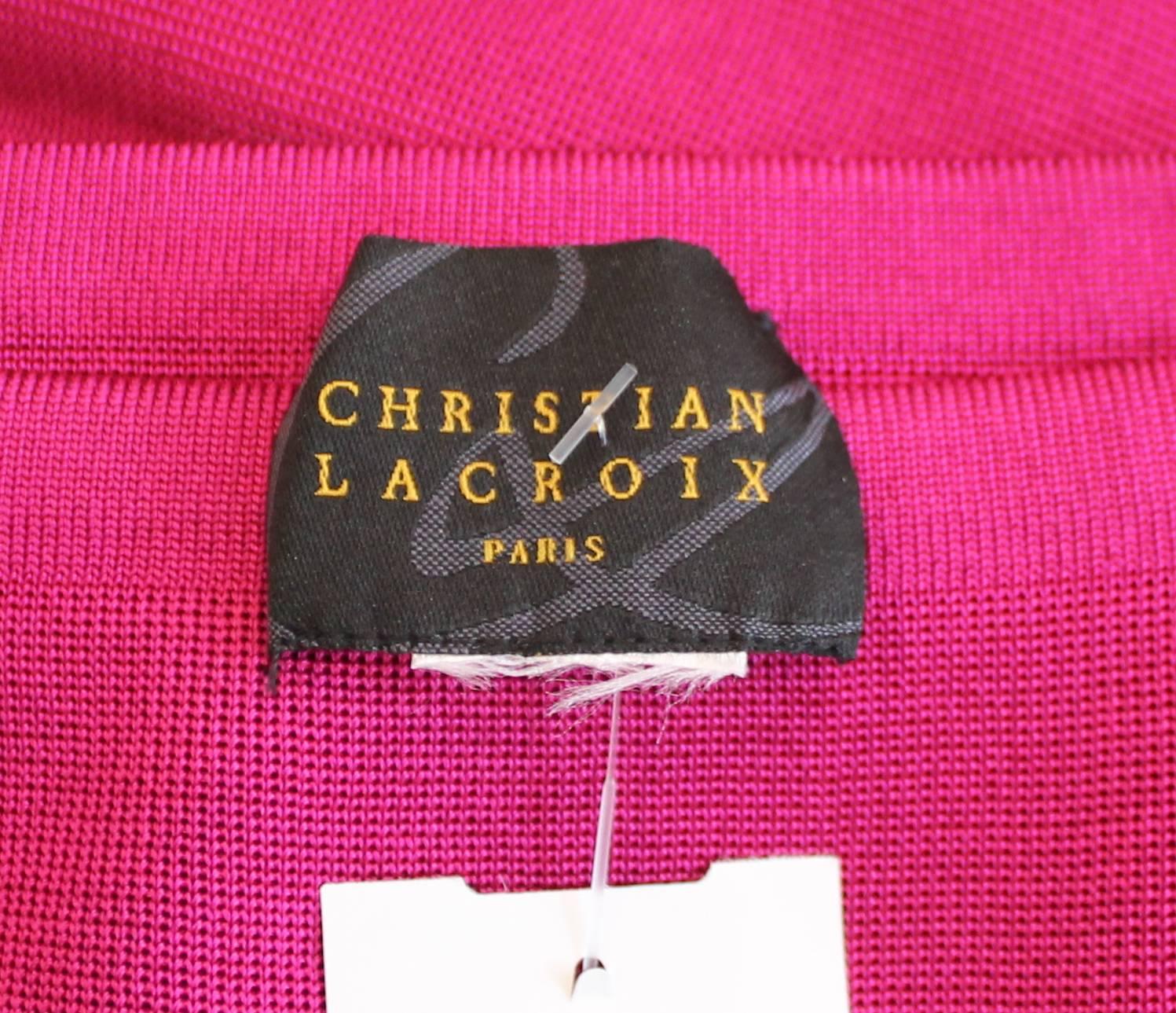 Women's Christian Lacroix Vintage Magenta Knitted Skirt - 4 - 1990's