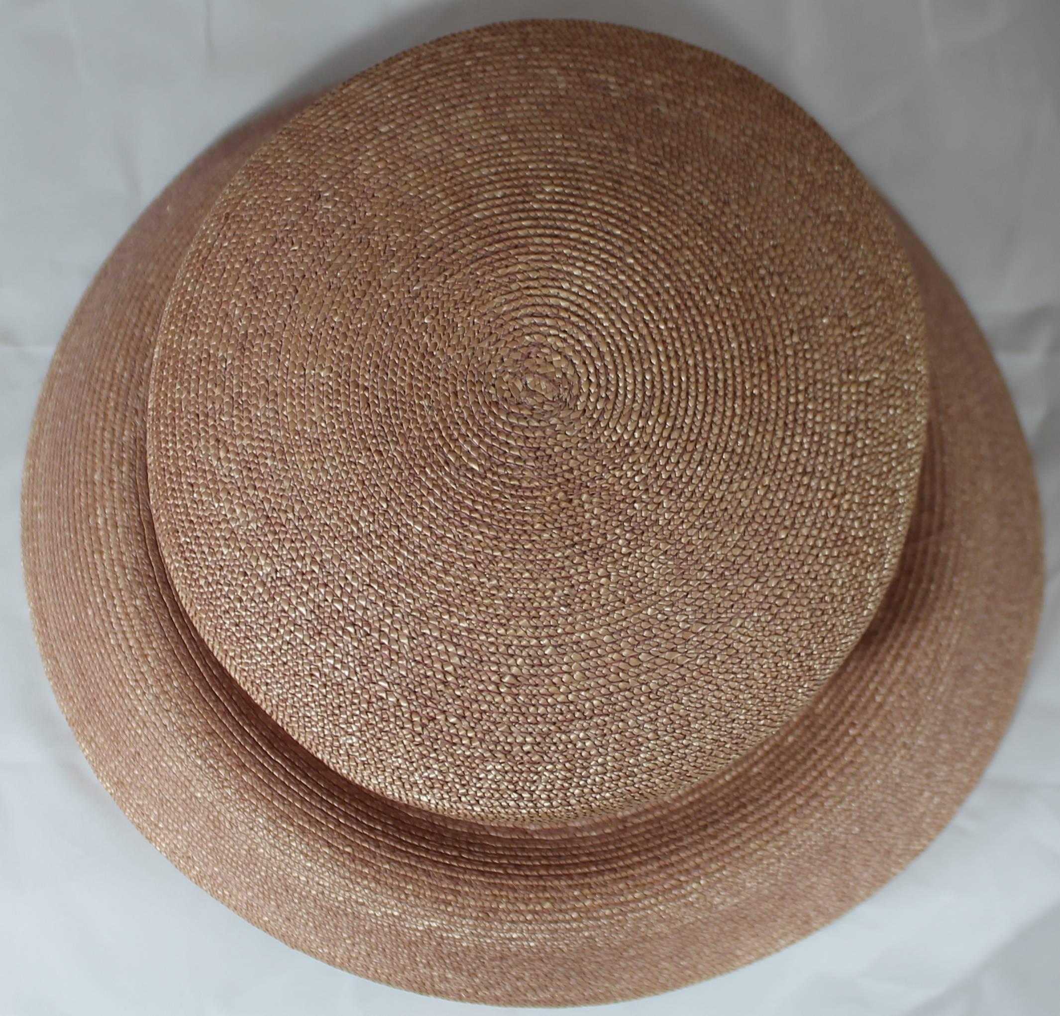 Suzanne Couture Millinery Blush Straw Hat In Excellent Condition In West Palm Beach, FL