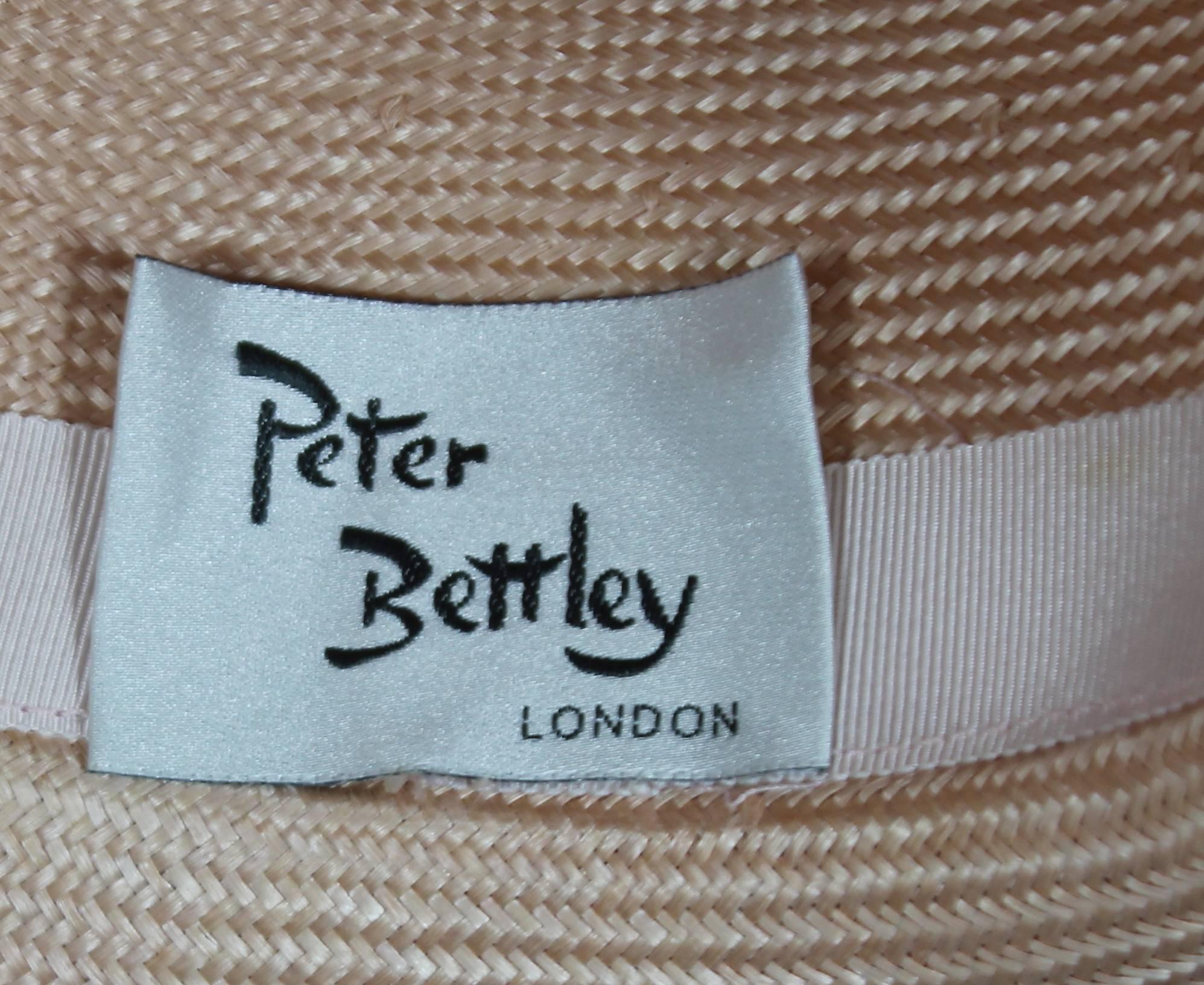 Peter Bettley London Blush Colored Asymmetrical Hat with Pink Silk Cover In Excellent Condition In West Palm Beach, FL
