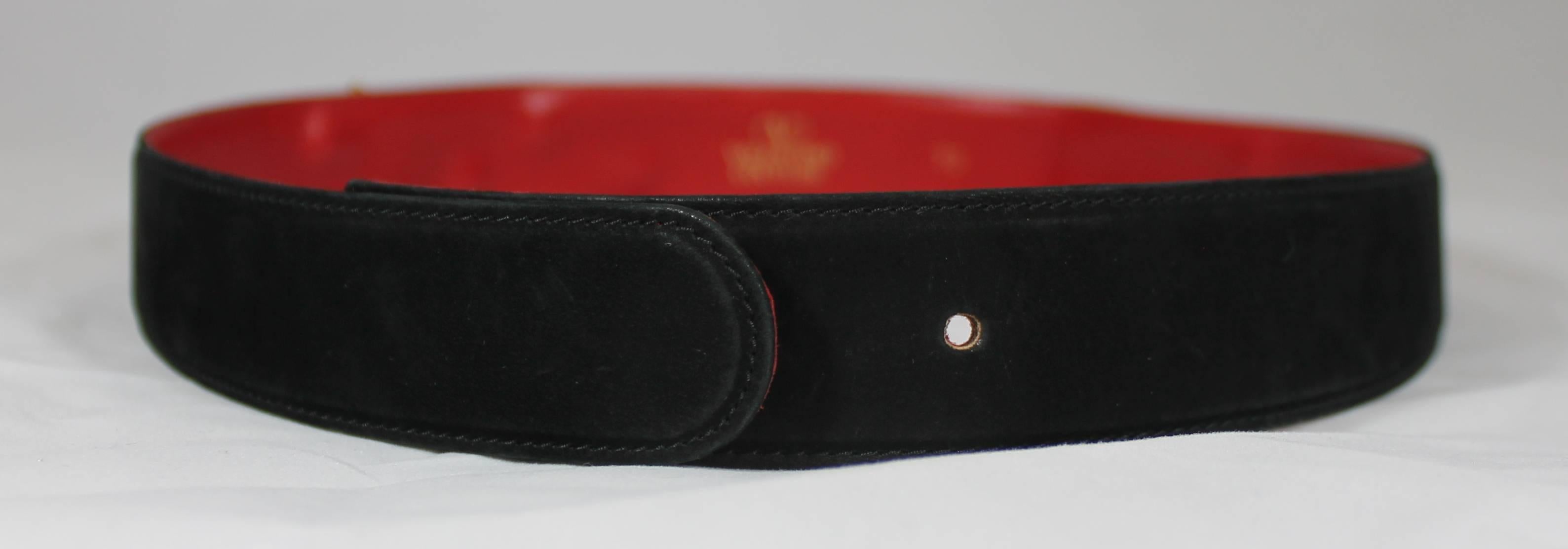 Valentino Couture Black Suede Belt with Gold Chains and Rhinestone Paperclips In Good Condition In West Palm Beach, FL