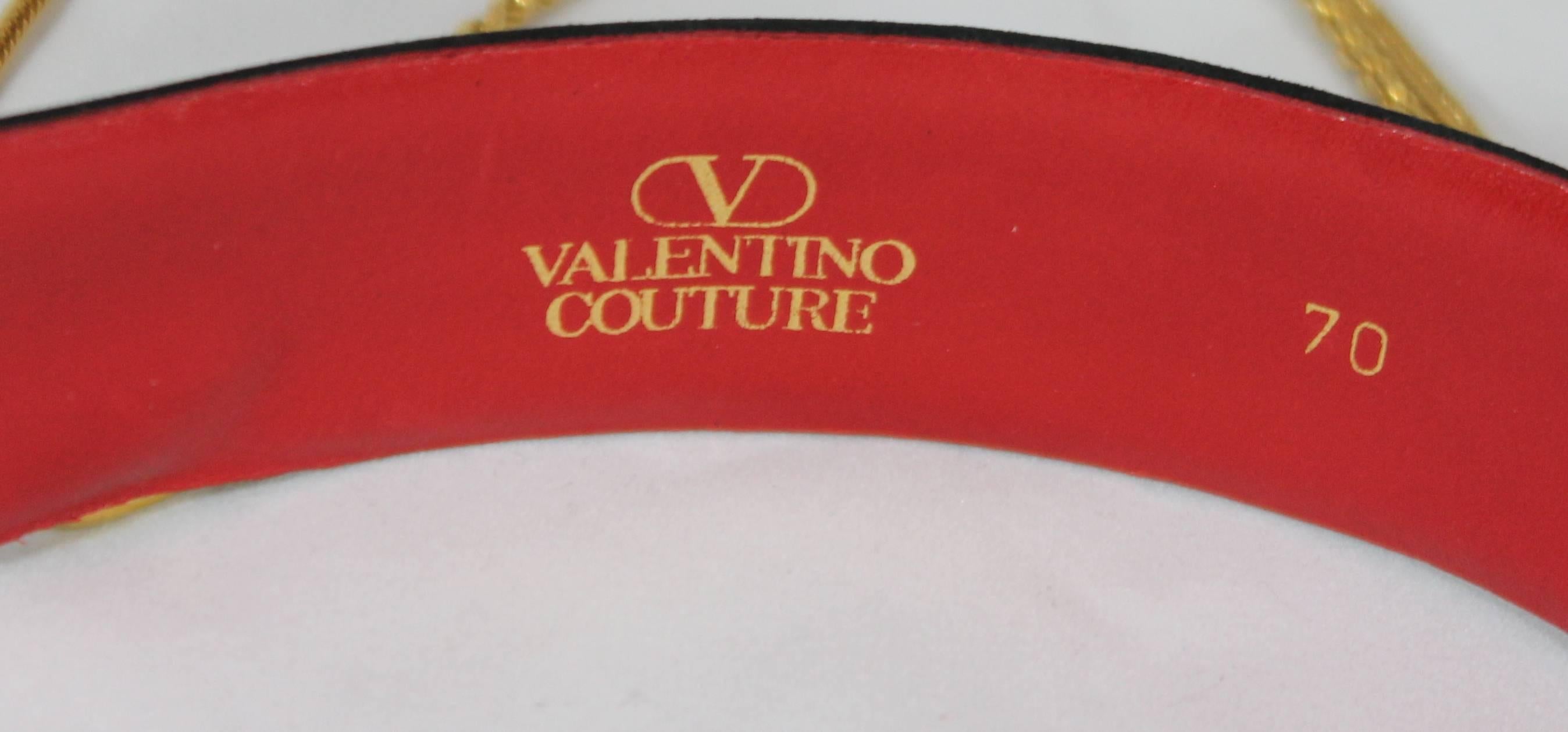 Women's Valentino Couture Black Suede Belt with Gold Chains and Rhinestone Paperclips