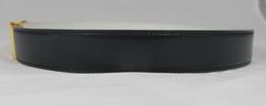 Hermes Navy/White Reversible Leather Belt with Gold "H" Buckle