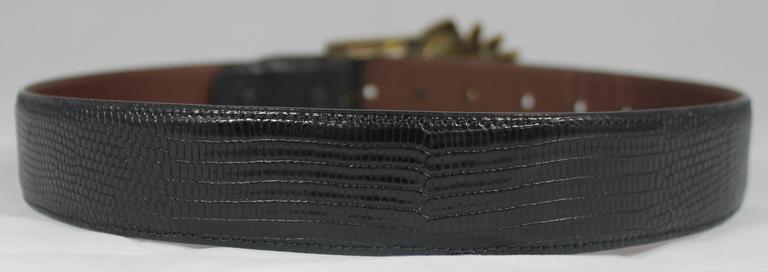 Barry Kieselstein-Cord Brown Lizard Sun moon  Buckle Dress Belt Size 2 vintage Nice Vintage BARRY KIESELSTEIN CORD Celestial Belt Lizard  main image 4