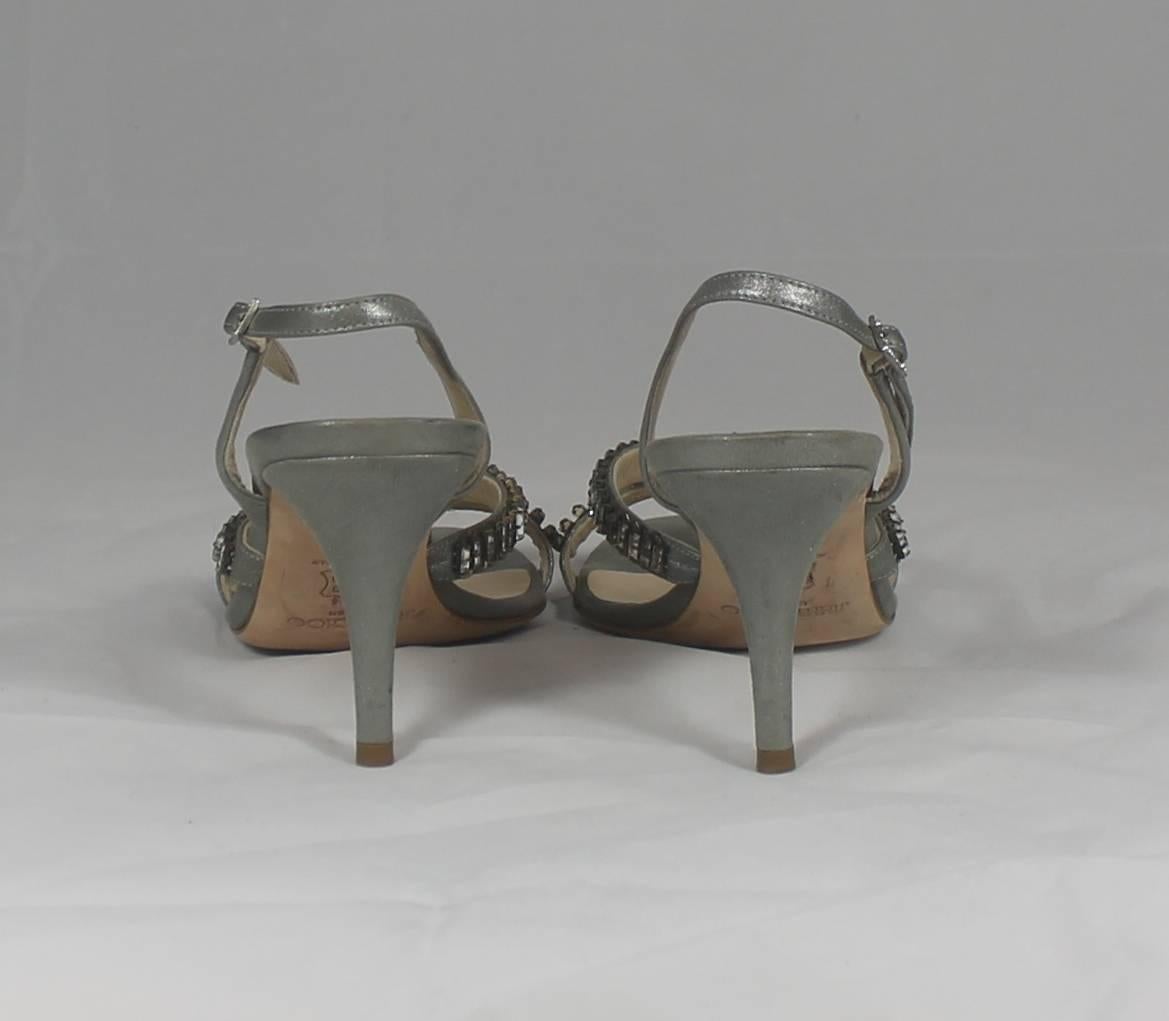 silver slingbacks heels