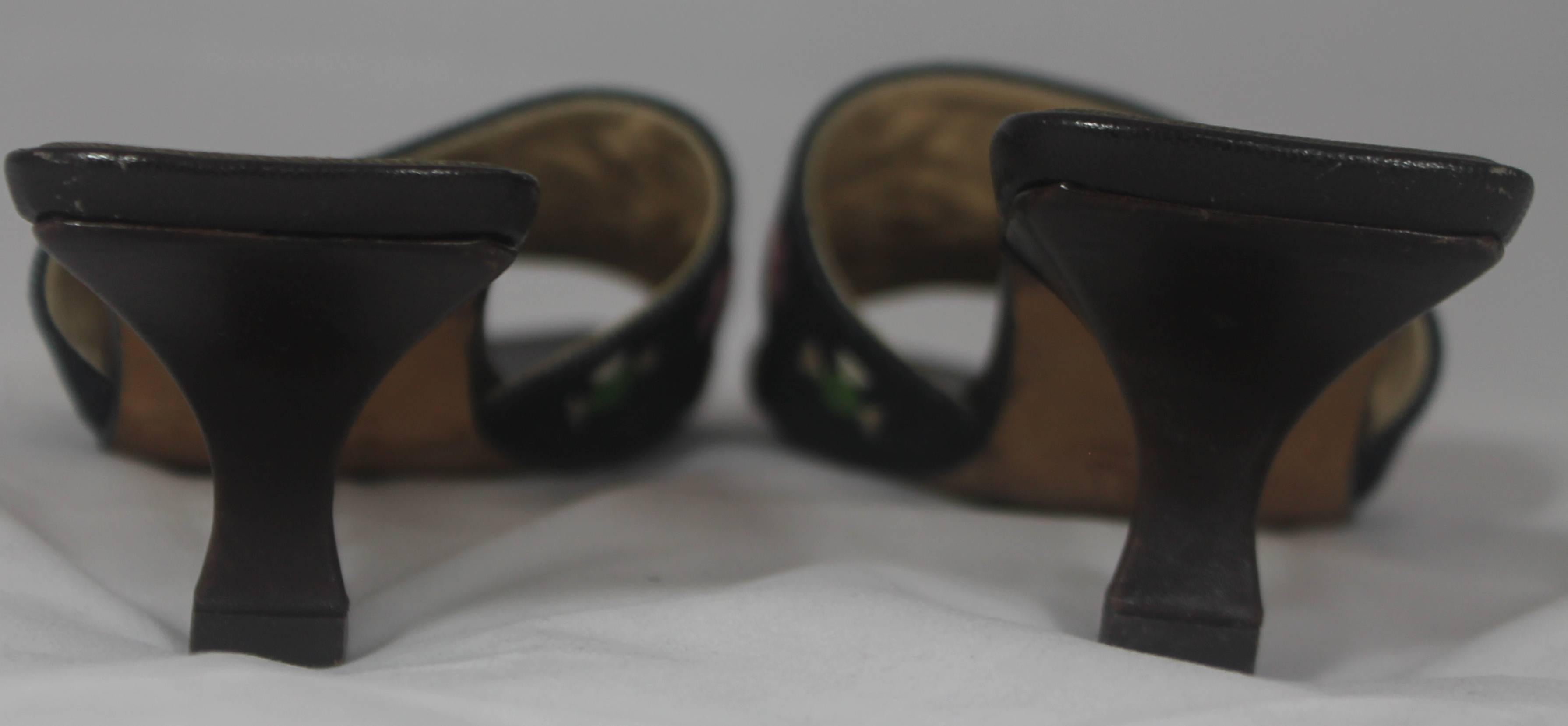 Noir Fendi - Chaussures en jean brodées et perlées multicolores - 7M en vente
