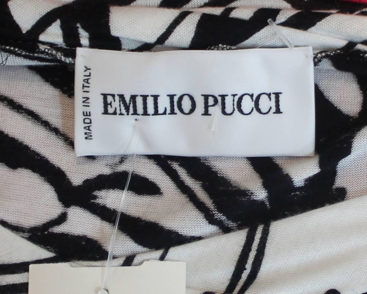 Emilio Pucci Black and White Printed Cotton Tunic Top - M 1