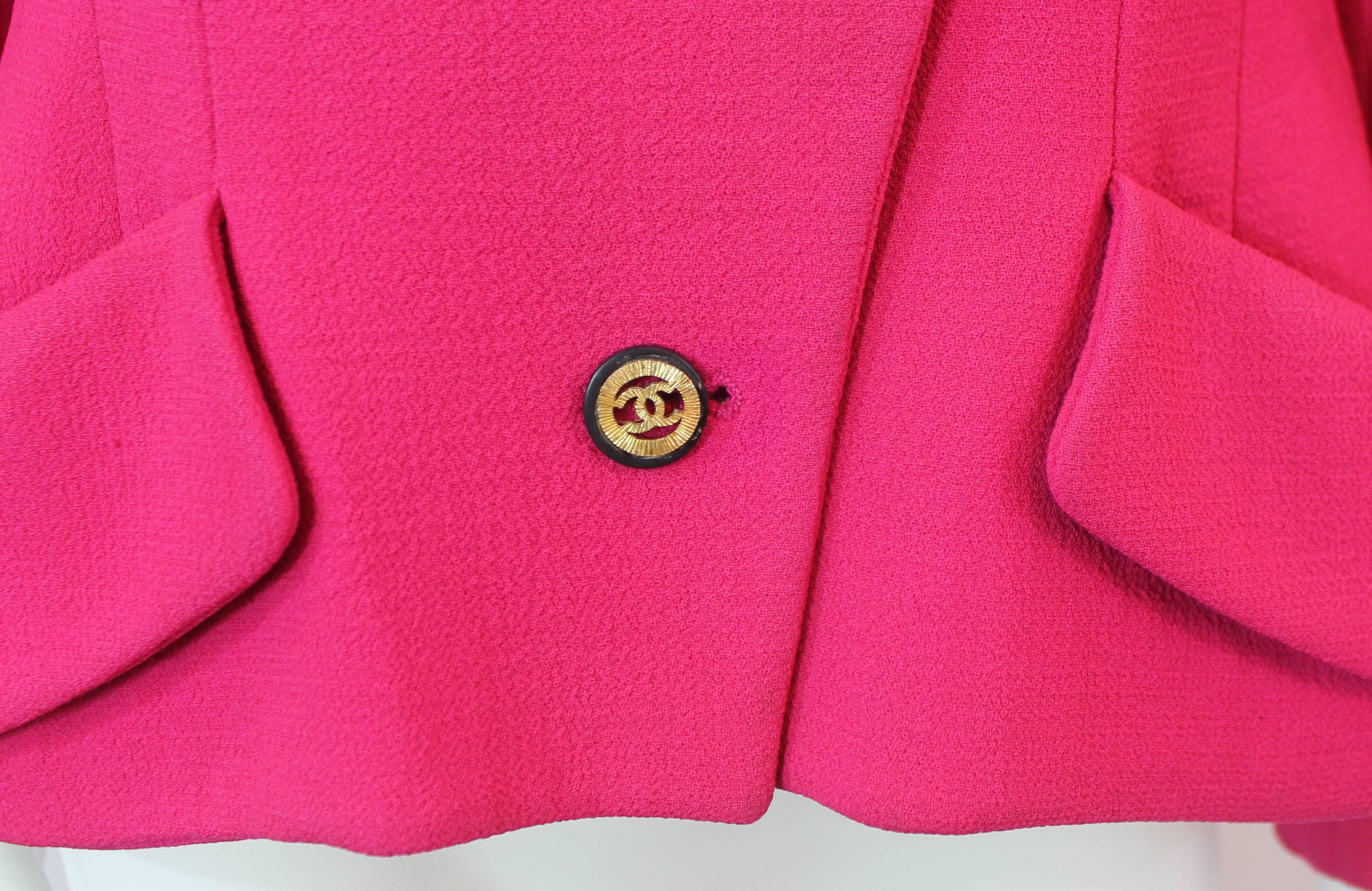 Women's Chanel Fuchsia Double Breasted Wool Jacket with 