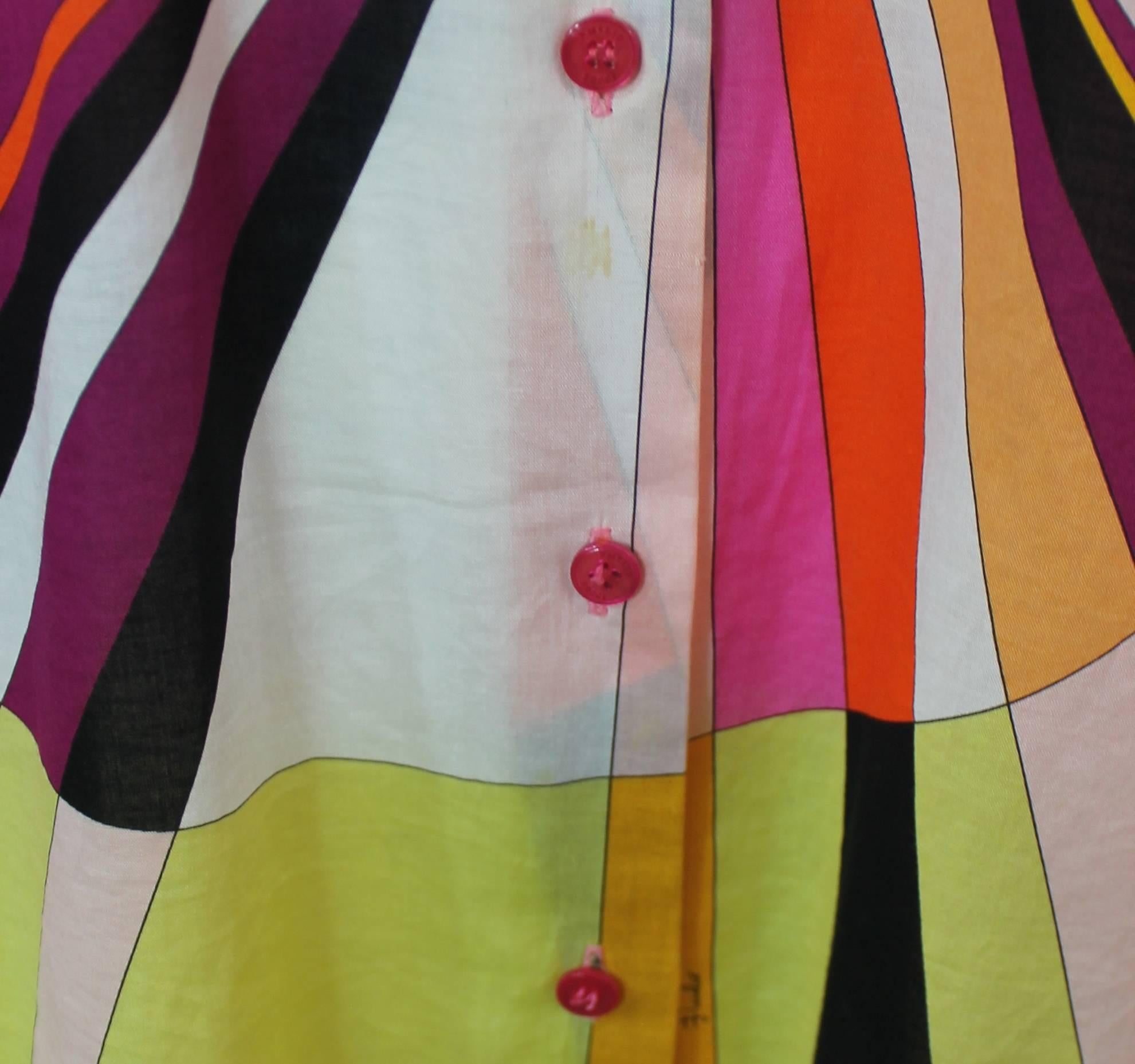 Emilio Pucci Pink & Orange Geometric Print Long Sleeve Shirt - M 1