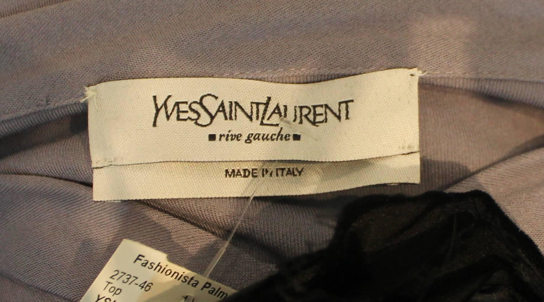 Women's Yves Saint Laurent Rive Gauche Lavender Jersey Long Sleeve Blouse - M