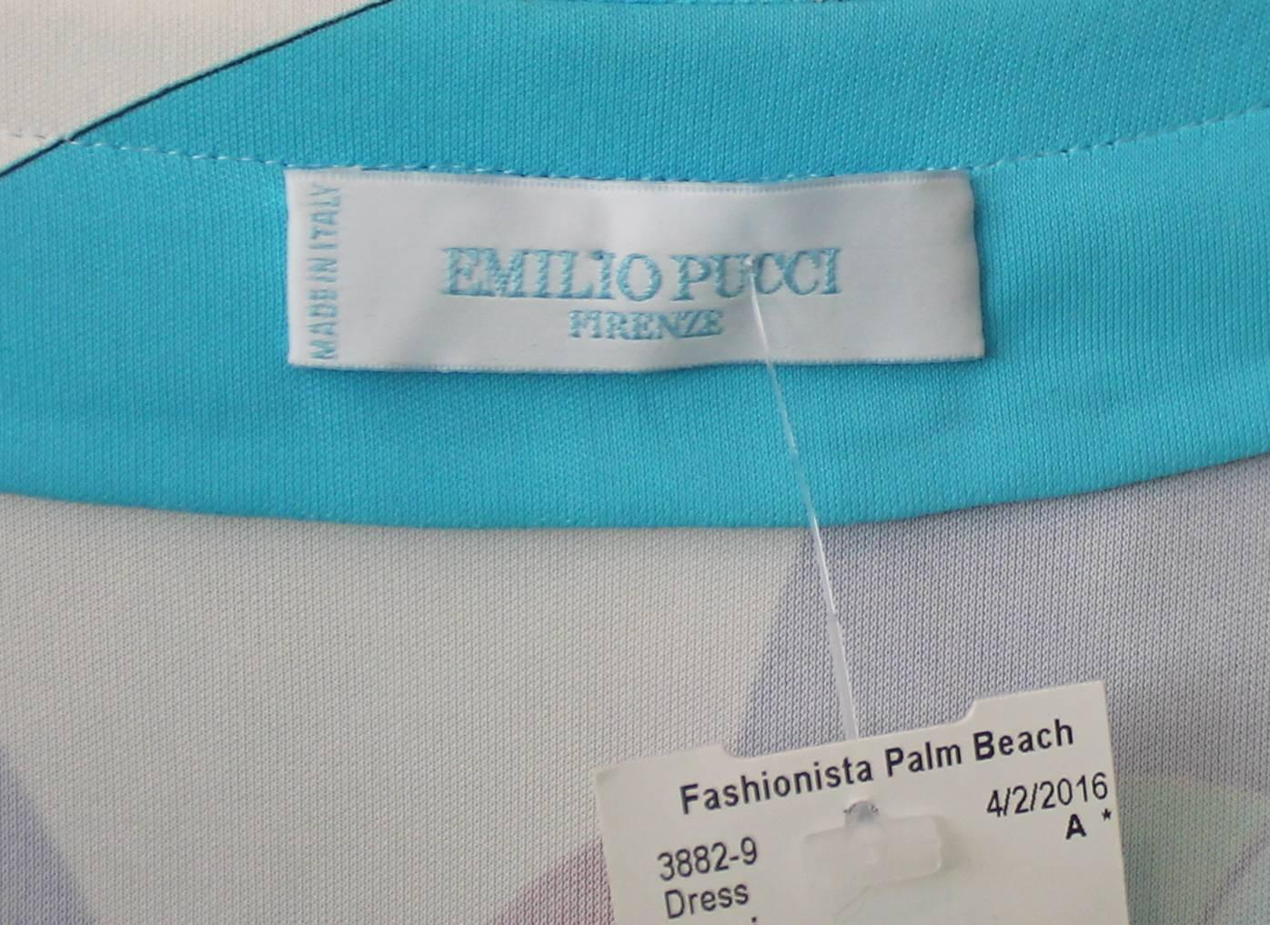 Emilio Pucci Blue & Green Geometric Print Jersey Dress - 6 1