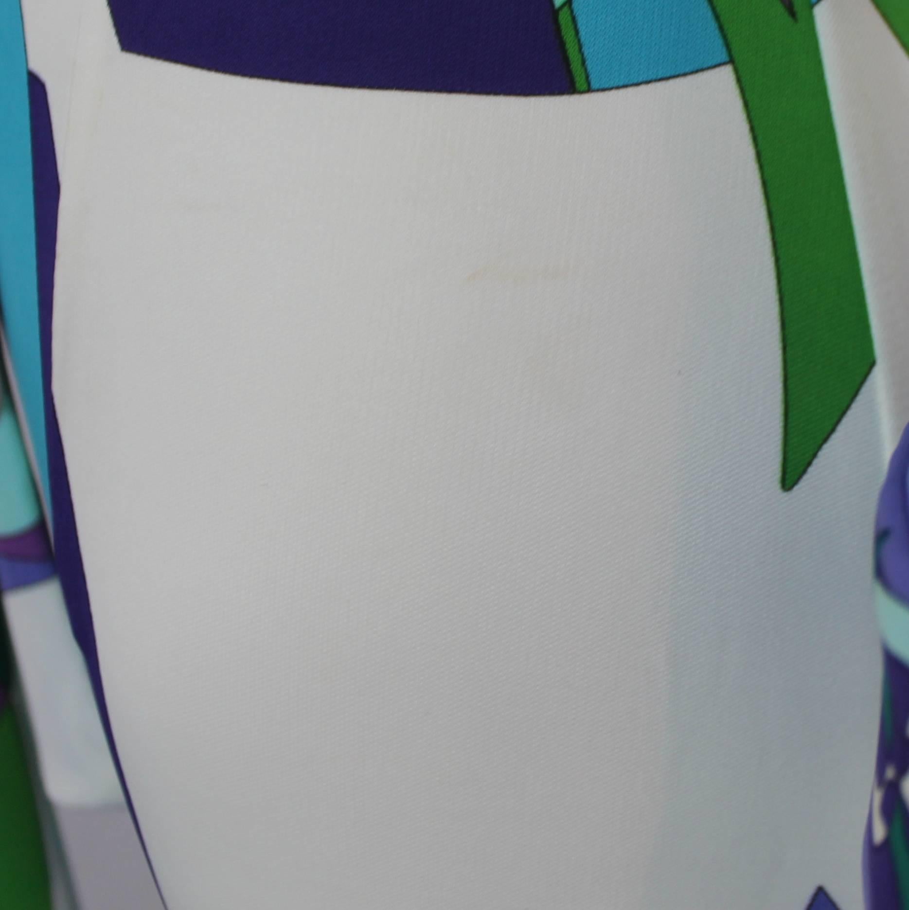 Emilio Pucci Blue & Green Geometric Print Jersey Dress - 6 3