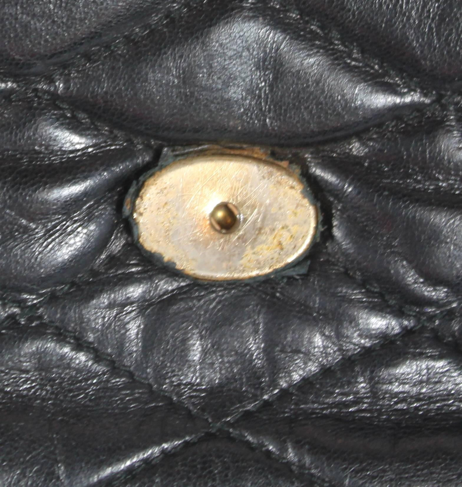 Chanel Vintage Schwarz gesteppte Lammfell-Kreuztasche mit geflochtenem Riemen - 1987 im Angebot 4