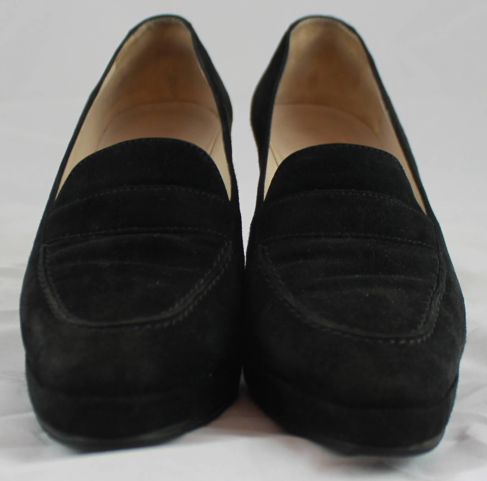 Chanel Black Suede Loafer Style Pumps - 36.5 1