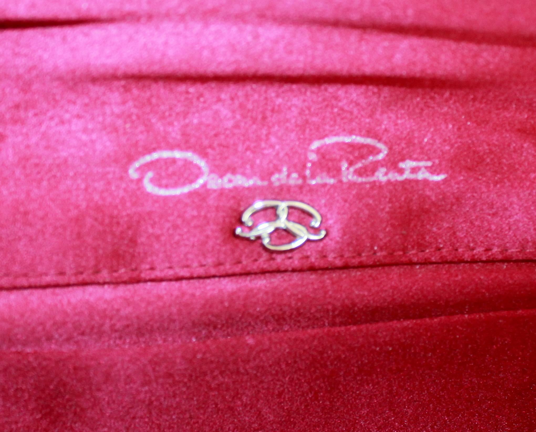 Oscar de la Renta Mehrfarbige Abendtasche aus Seiden-Patchwork mit silberner Hardware  Damen im Angebot