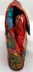 Oscar de la Renta Multicolored Silk Patchwork Evening Bag with Silver Hardware