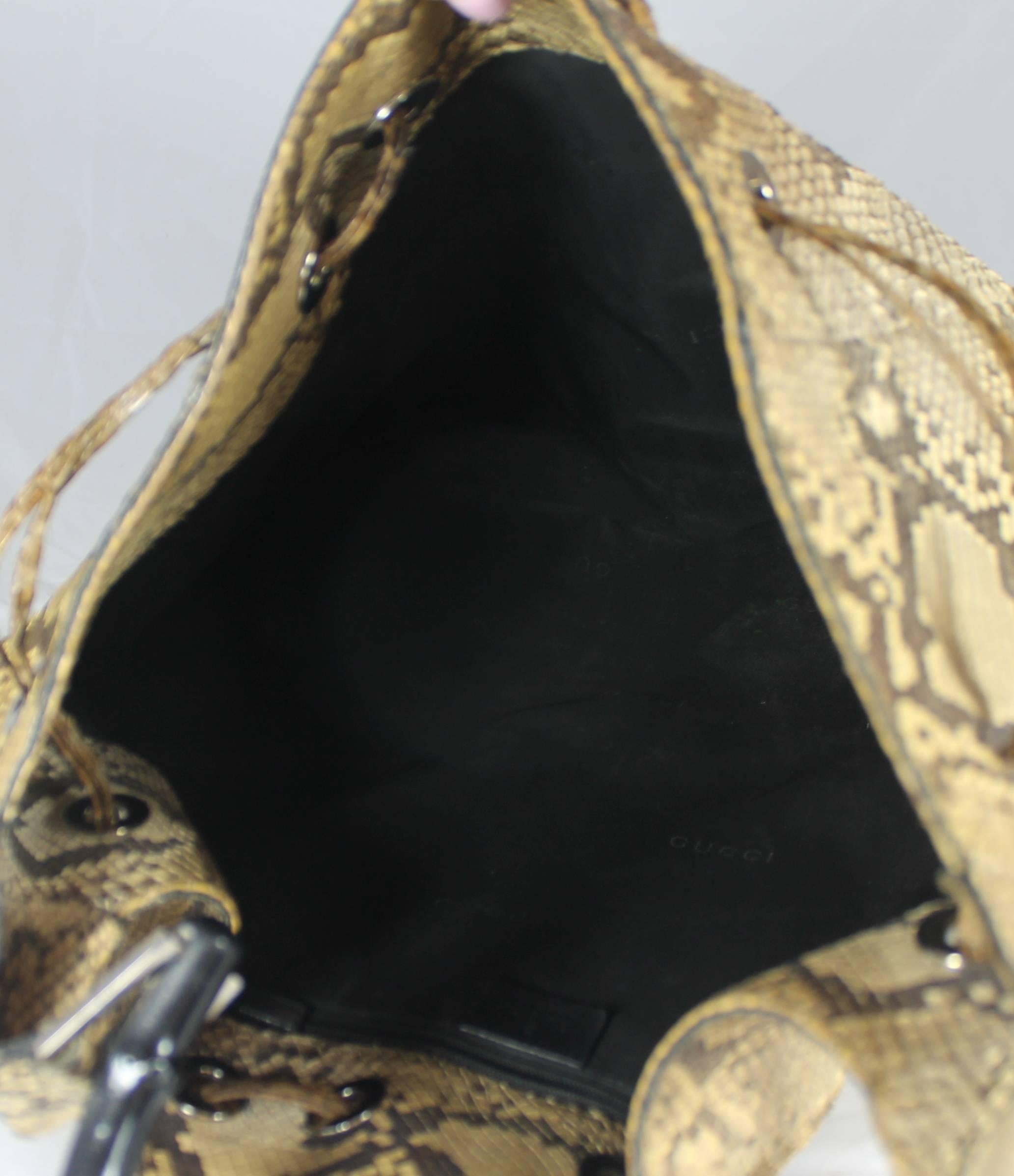 Women's Gucci Earthtone Python Shoulder Bag with Bamboo Handle 