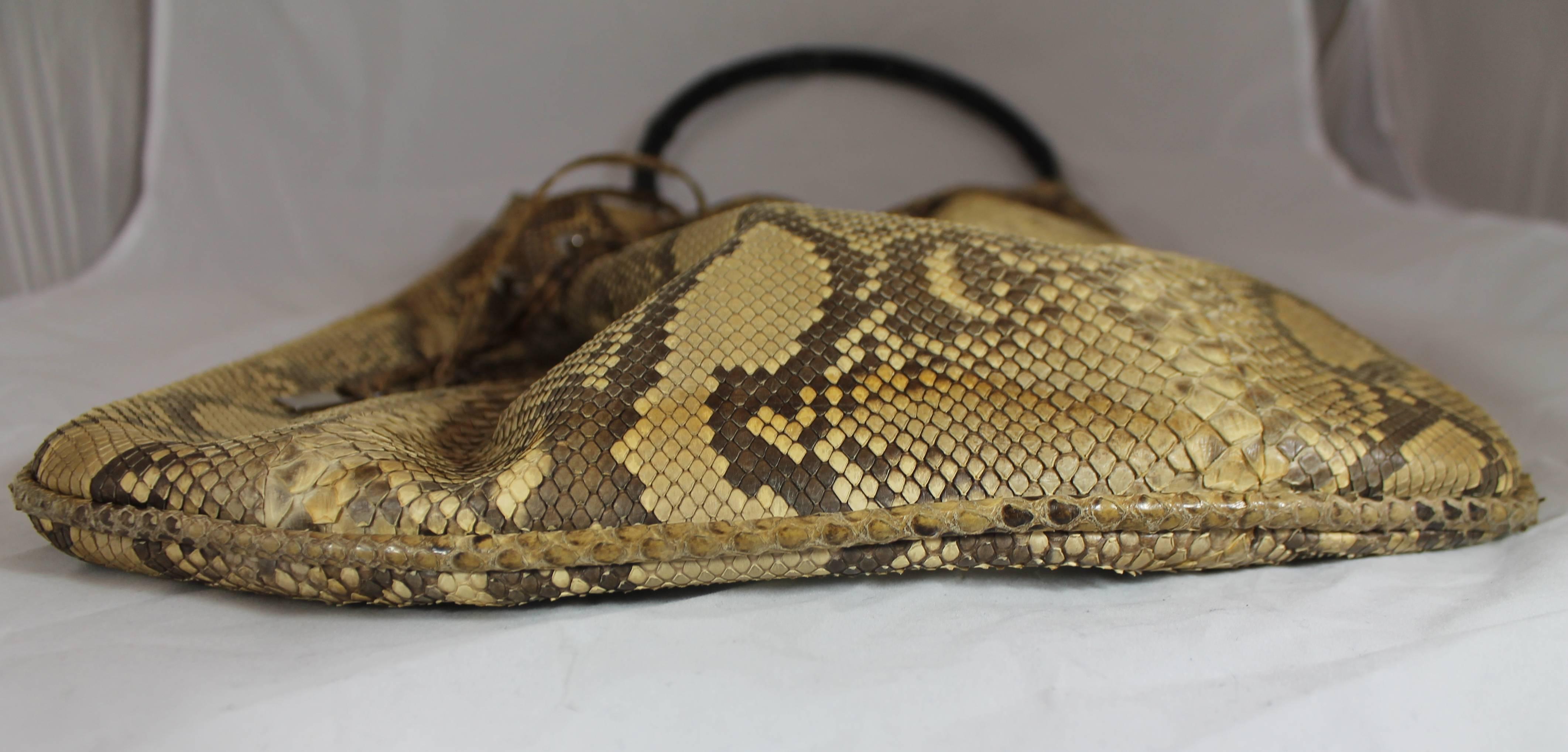 Gucci Earthtone Python Shoulder Bag with Bamboo Handle  1