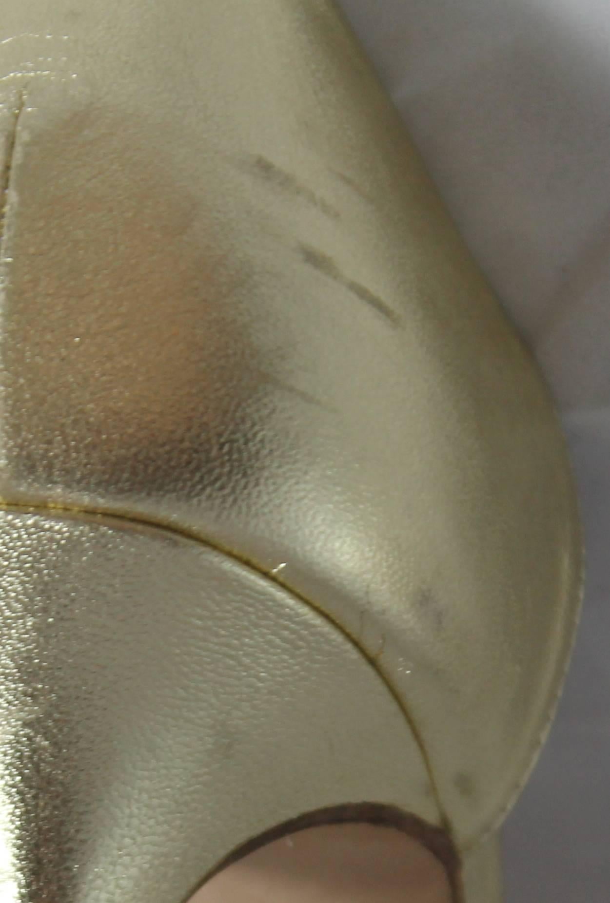 Manolo Blahnik Gold D'Orsay Heels with Rhinestone Detail - 36.5 2