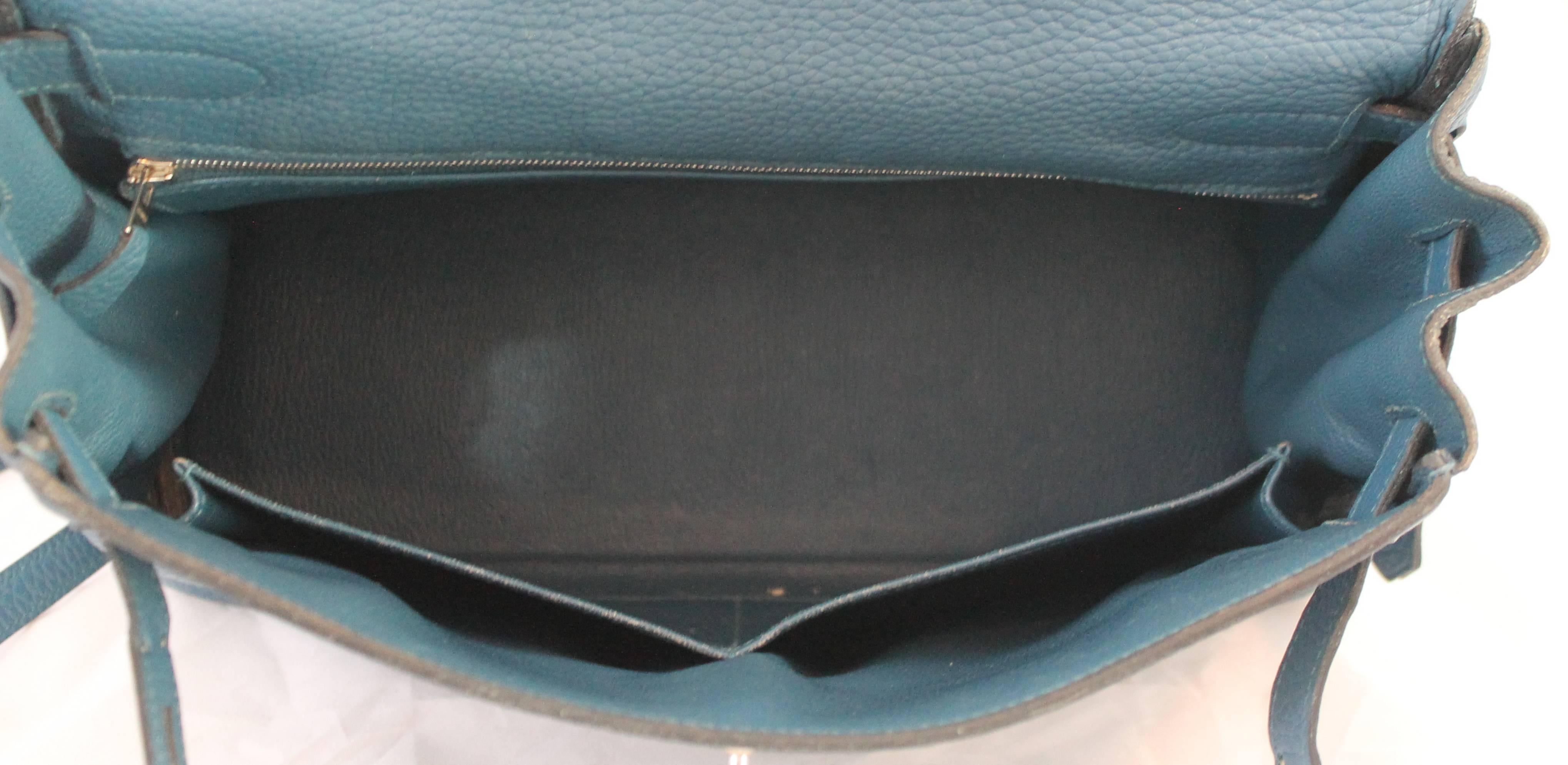 Hermes Blue Thalassa Togo 32cm Retourne Kelly Handbag - PHW-2013 1