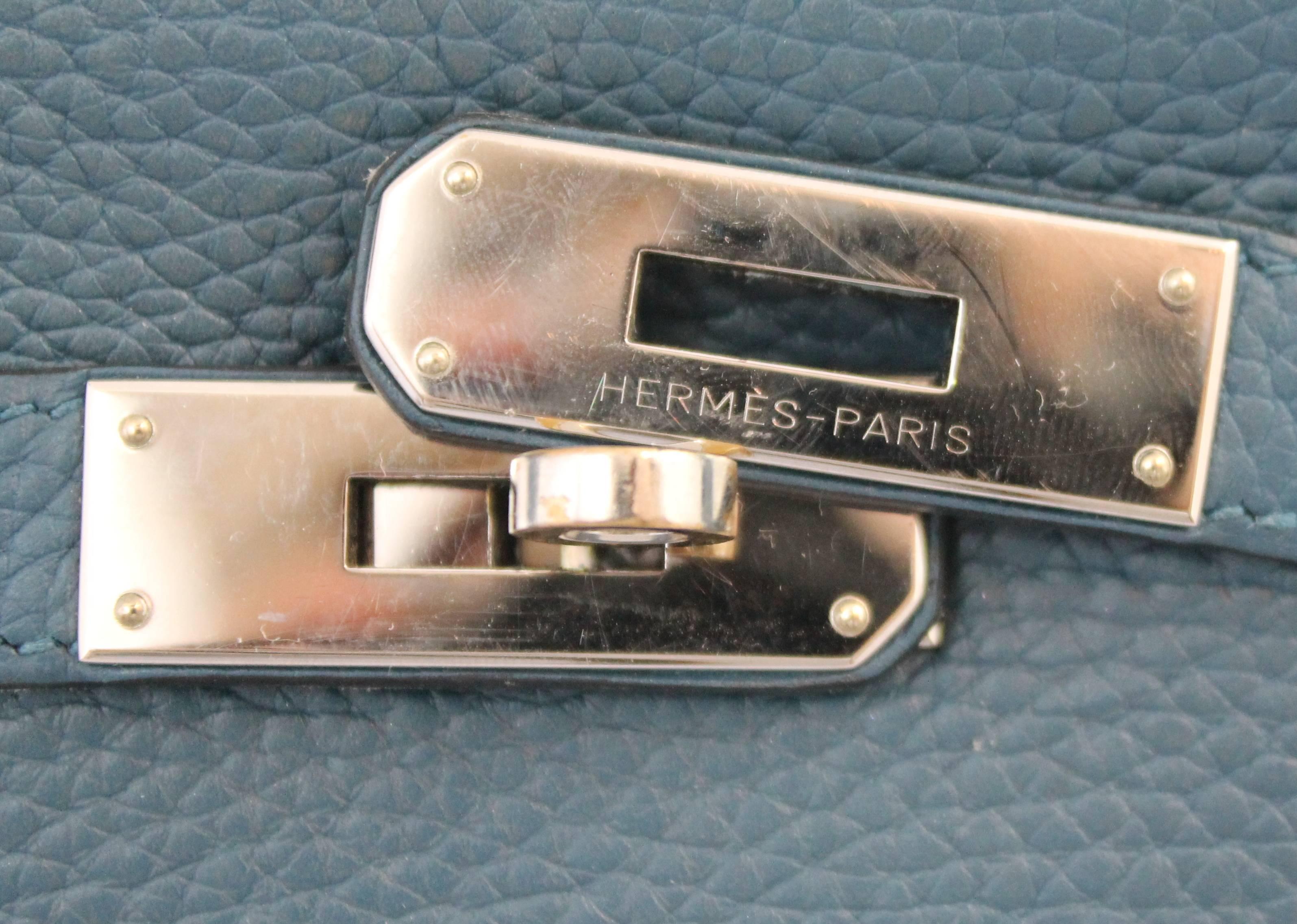 Hermes Blue Thalassa Togo 32cm Retourne Kelly Handbag - PHW-2013 3