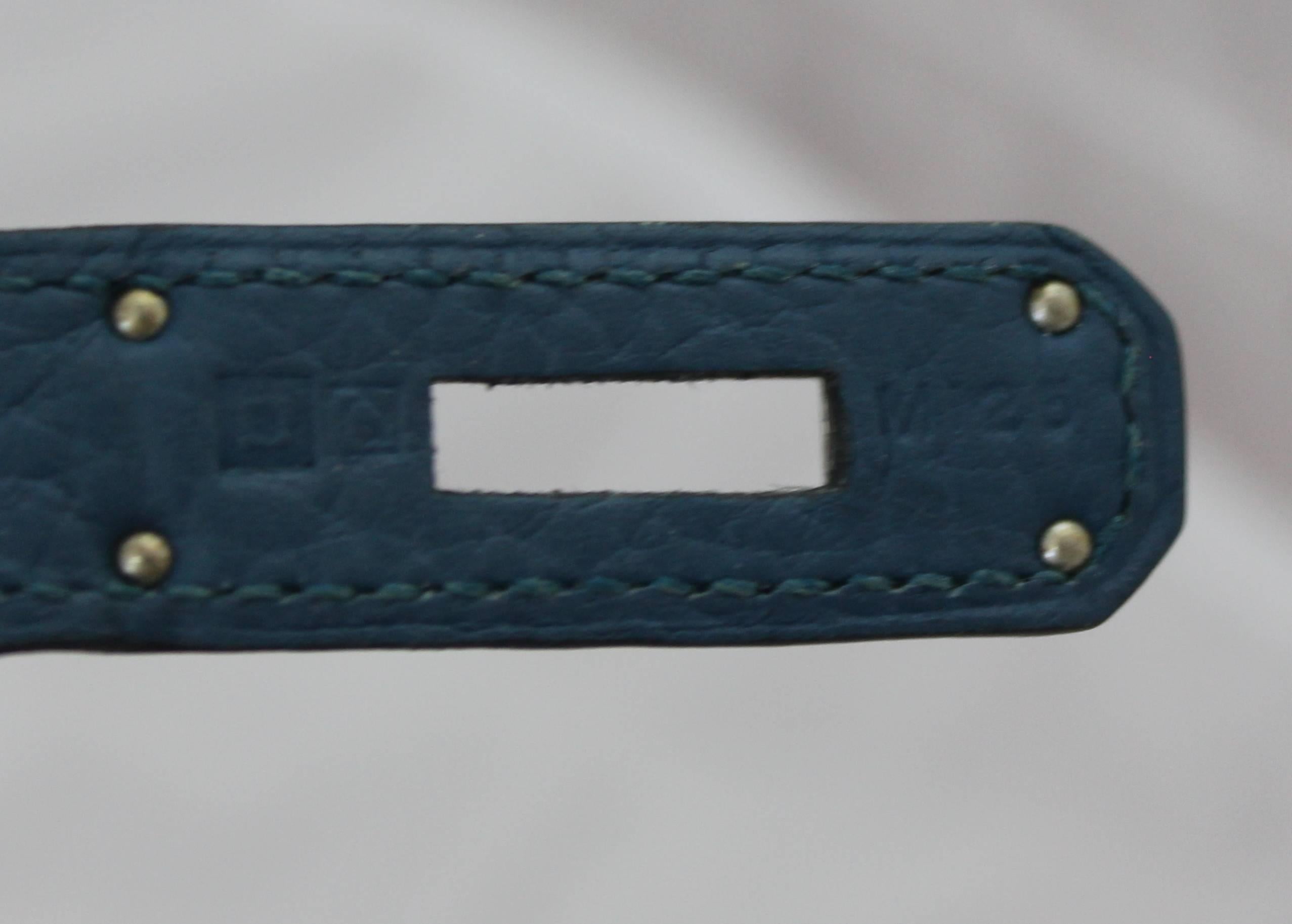 Hermes Blue Thalassa Togo 32cm Retourne Kelly Handbag - PHW-2013 4